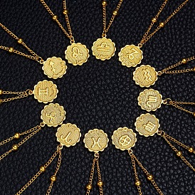 Aleación doce constelaciones colgantes collares, collares de cadenas de satélite unisex