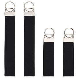 4Pcs 2 Styles Felt Keychain Clasps, with Alloy Split Key Rings, Rectangle, Platinum