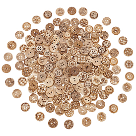 200 шт. 10 стили 2 пуговицы из натурального кокоса с отверстием, плоско-круглые
