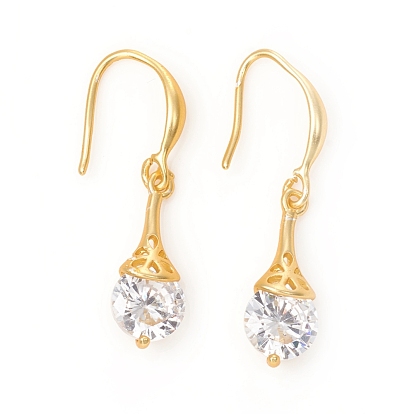 Dangle Earring, with Clear Cubic Zirconia and Brass Findings, Lamp