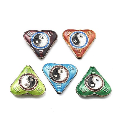 Бусины ручной работы перегородчатой, сердце с инь-ян