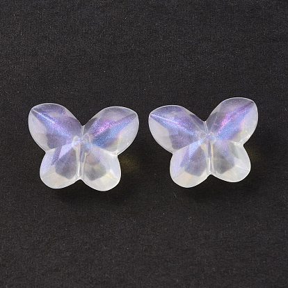 Transparent Acrylic Beads, Glitter Powder, Faceted, Butterfly