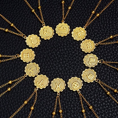 Aleación doce constelaciones colgantes collares, collares de cadenas de satélite unisex