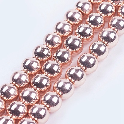 Electroplate Non-magnetic Synthetic Hematite Beads Strands, Beads Strands, Round