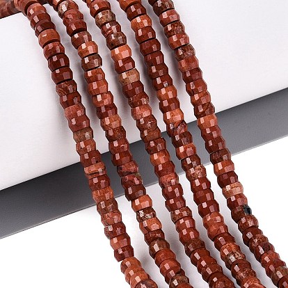 Natural Red Jasper Beads Strands, Rondelle, Faceted