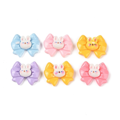 Opaque Resin Decoden Cabochons, Rabbit Bowknot
