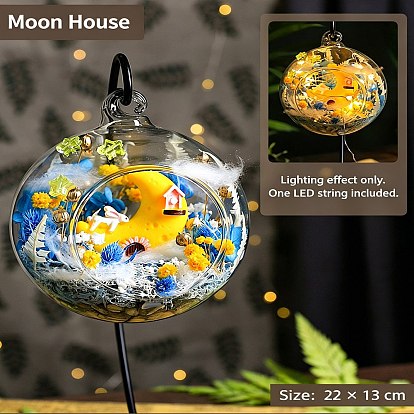 Kits para crear micropaisajes en casa, con globo de cristal, soporte de exhibición de hierro, flor seca, pinzas y hallazgo de resina