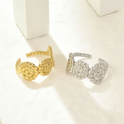 304 из нержавеющей стали Манжета кольца для женщин, скручивать плоские круглые открытые кольца