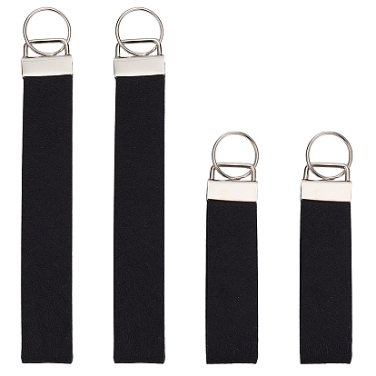 4Pcs 2 Styles Felt Keychain Clasps, with Alloy Split Key Rings, Rectangle, Platinum
