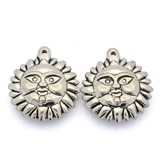 CCB Plastic Sun Pendants, 32x28x8mm, Hole: 2mm