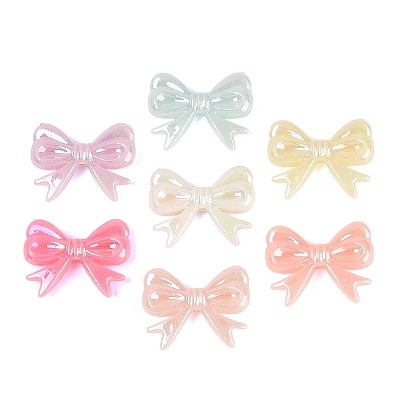 Imitation Jelly Plastic Beads, Bowknot, AB Color Plated