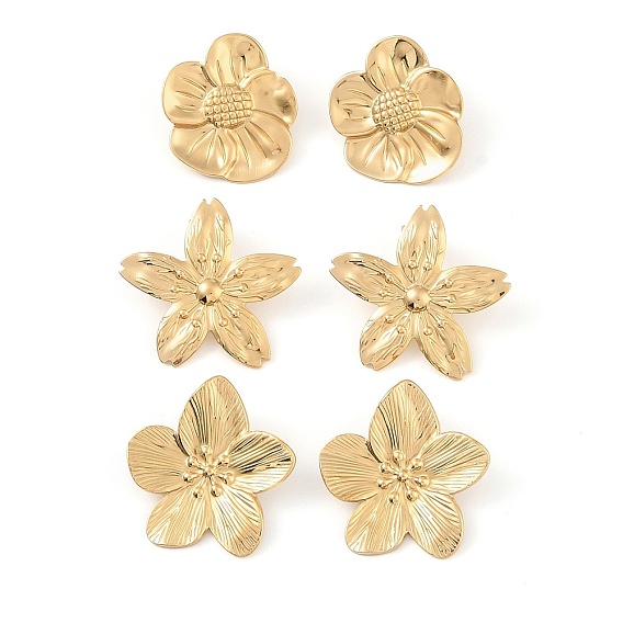 Женские серьги-гвоздики с цветком 304 из нержавеющей стали