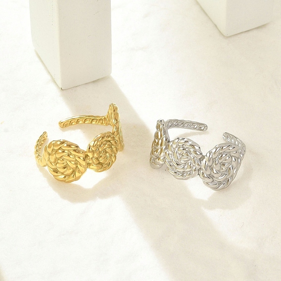 304 из нержавеющей стали Манжета кольца для женщин, скручивать плоские круглые открытые кольца