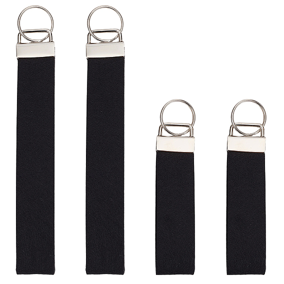 4 pièces 2 styles de fermoirs porte-clés en feutre, avec porte-clés en alliage, rectangle, platine
