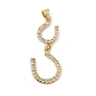 Brass Micro Pave Clear Cubic Zirconia Pendants, Horseshoe Charms, Rack Plating, Long-Lasting Plated, Cadmium Free & Lead Free
