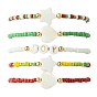 5Pcs 5 Styles Christmas Theme Glass Seed Beaded Stretch Bracelets for Women, with Shell & Acrylic Beads