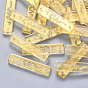 Transparent Spray Painted Glass Links Connectors, with Glitter Powder, Rectangle
