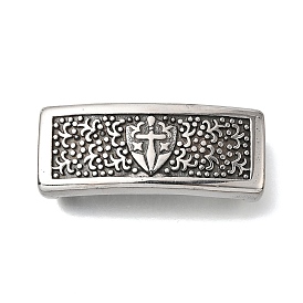 304 из нержавеющей стали слайд прелести, прямоугольник, щит и крест, для изготовления кожаных браслетов