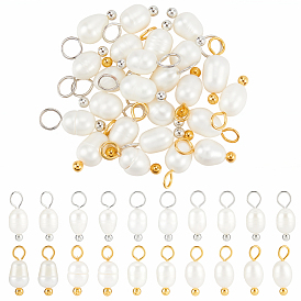 40 шт. 2 цвета натурального пресноводного жемчуга в форме картофеля, с медными петлями, цветочный белый