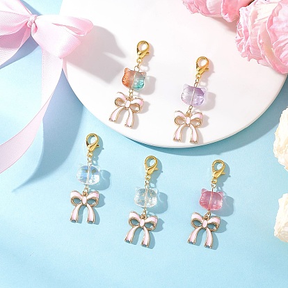 5 шт. подвесные украшения из стекла и эмалевого сплава, с цинковым сплавом застежками омаров коготь, кот и бант