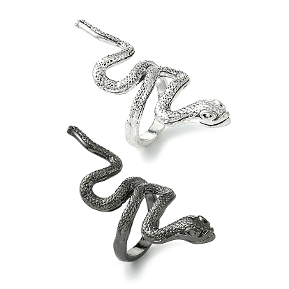 Snake Alloy Wrap Open Cuff Rings, Lead Free & Cadmium Free