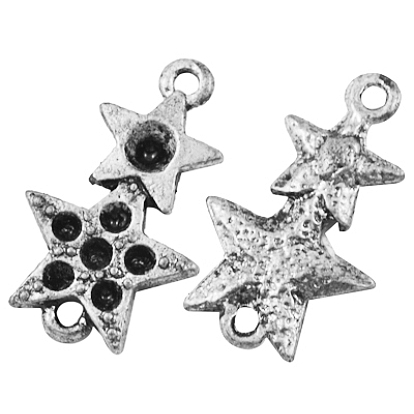 Коннекторы со стразами, тибетский стиль, без свинца и без кадмия, Рождество, снеговика звезда, 19.5x12x2 мм, отверстие : 1 мм , пригодный для стразов 0.8~2 мм