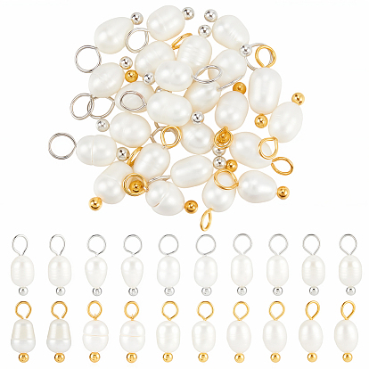40 шт. 2 цвета натурального пресноводного жемчуга в форме картофеля, с медными петлями, цветочный белый
