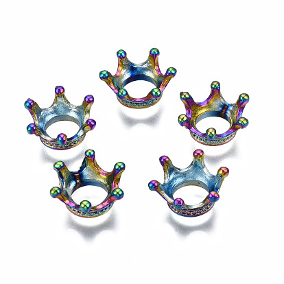 Capuchons de perles en alliage de couleur arc-en-ciel, sans cadmium et sans nickel et sans plomb, 6 pétales, couronne