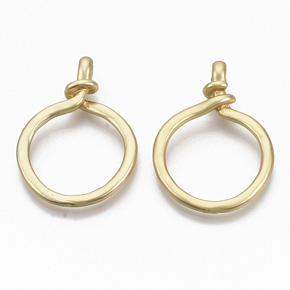 Alloy Pendants, Matte Style, Cadmium Free & Nickel Free & Lead Free, Ring, Real 14K Gold Plated
