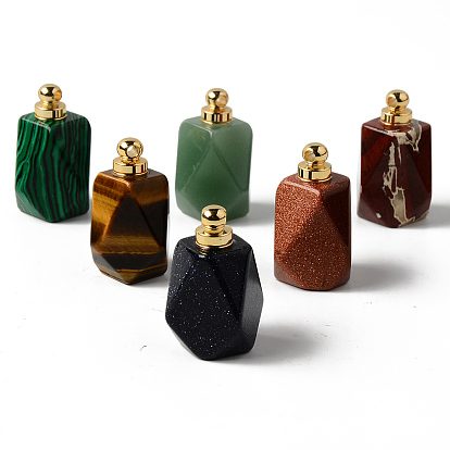 Кулоны для флаконов духов с драгоценными камнями, с латунной фурнитурой , многоугольник, граненые