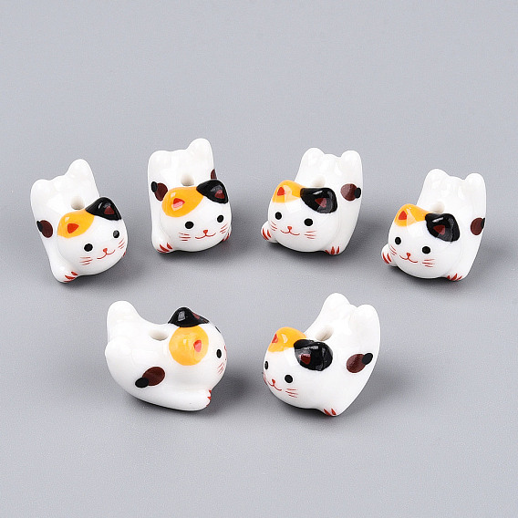 Фарфора ручной печатный бисера, форма кошки