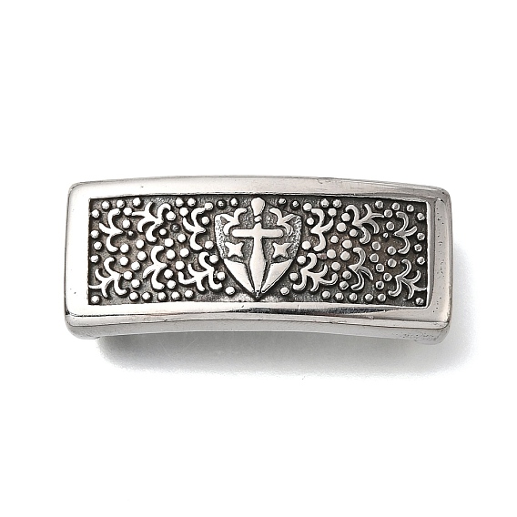 304 из нержавеющей стали слайд прелести, прямоугольник, щит и крест, для изготовления кожаных браслетов