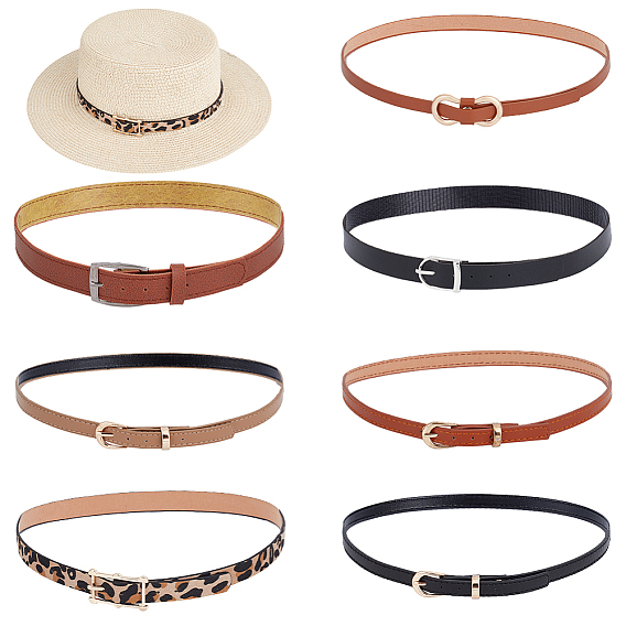 7 шт. 7 стили резинки для шляп из искусственной кожи, с пряжкой сплава, для аксессуаров для шляп