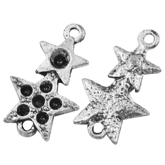 Коннекторы со стразами, тибетский стиль, без свинца и без кадмия, Рождество, снеговика звезда, 19.5x12x2 мм, отверстие : 1 мм , пригодный для стразов 0.8~2 мм