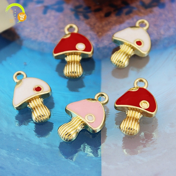 Подвески из эмали и сплава, золотые, грибное очарование