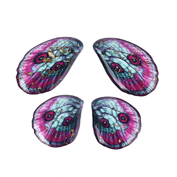 Эпоксидная смола подвески, крыло бабочки, с золотой фольгой и блестками