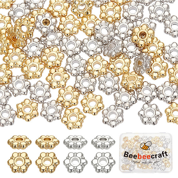 70шт 2 цвета стойка покрытие сплав распорные бусины, без свинца и без кадмия, долговечный, цветок