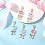 5 шт. подвесные украшения из стекла и эмалевого сплава, с цинковым сплавом застежками омаров коготь, кот и бант