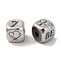 304 Stainless Steel Beads, Cube with Word Be & Heart