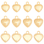 CHGCRAFT 12Pcs 3 Style Brass Charms, Heart