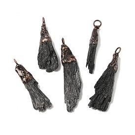 Натуральные черные турмалиновые самородки большие подвески, подвески из латуни красного медного тона