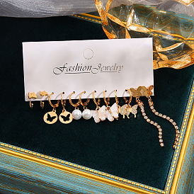 Chic French Pearl Butterfly Earrings & Necklace Set - 6 Pieces