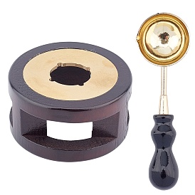 CRASPIRE Wax Seal Kit, Including Sealing Wax Melting Furnace, Beech Handle Wax Sealing Stamp Melting Brass Spoon