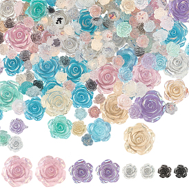 200шт 4 стили кабошоны из прозрачной смолы, с покрытием AB цвета, цветок розы