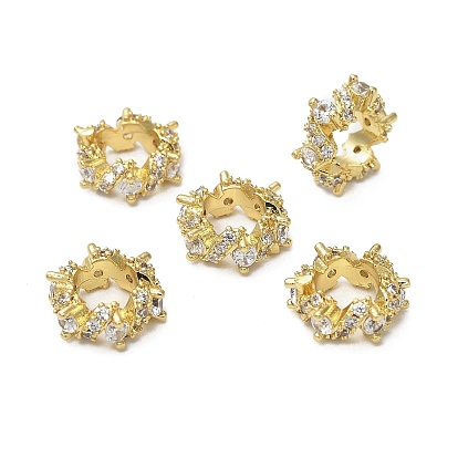 Латунные микро проложить Цирконий Европейский бисером, кольцо, бусины с большим отверстием