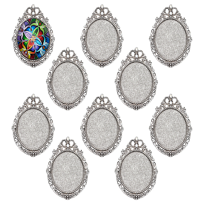 10 шт. винтажная тибетская брошь из сплава с кабошонами, без кадмия и без свинца, с железной фурнитурой для броши , овальные