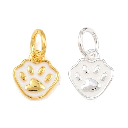 925 подвески с белым отпечатком лапы из стерлингового серебра, с прыгающими кольцами и 925 штампом