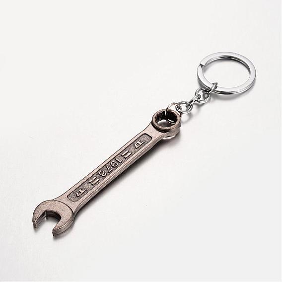 Tool Alloy Key Clasps, with Iron Chain and Rings, 142mm