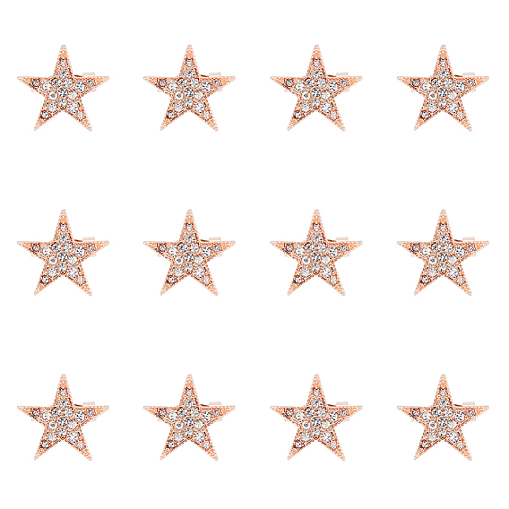 12шт. брошь-булавка в виде звезды, Значок со стразами из сплава для рюкзака, одежды