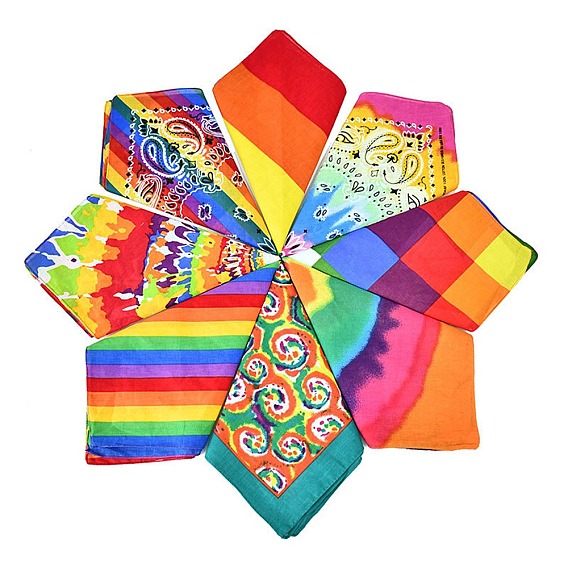 Квадратные хлопковые повязки радужных тонов, шарф-бандана градиентного цвета, гетры шеи, бесшовные головные уборы, для бега на свежем воздухе